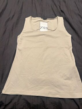 NWT Zara Light Beige Scoop Neck Tank Top